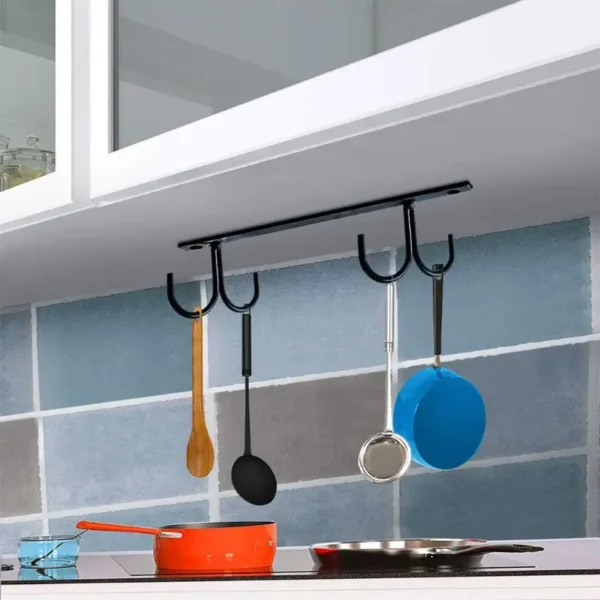 Kitchen Cup Holder Mug Rack Under Cabinet 4 Hooks Under Shelf Display Hanging Drying for Bar Kitchen Utensils Household - Image 6