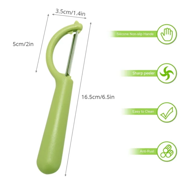 KONCO Ultra Sharp Fruit and Vegetable Peelers,Julienne Peeler for Potatoes with Ergonomic Silicone Handle,Kitchen Gadgets - Image 2