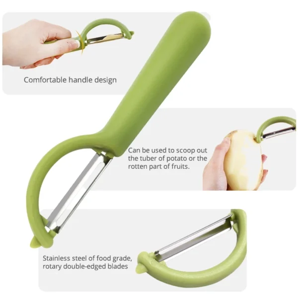 KONCO Ultra Sharp Fruit and Vegetable Peelers,Julienne Peeler for Potatoes with Ergonomic Silicone Handle,Kitchen Gadgets - Image 5