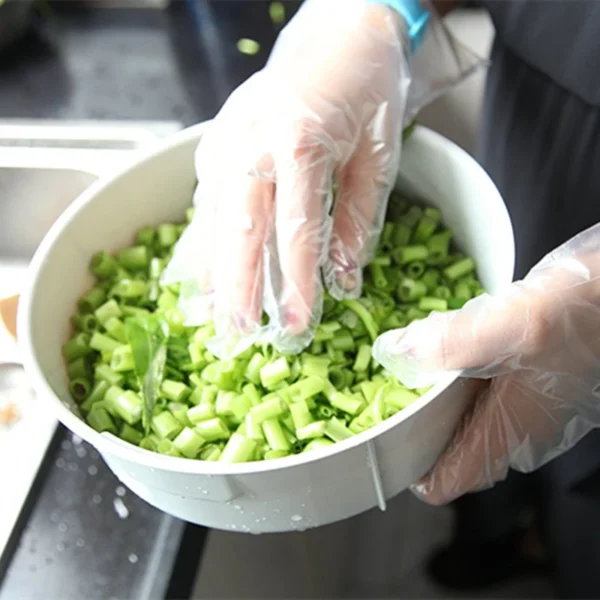 100 Pieces One-off Gloves Food-grade Transparent Vegetable Glove Dinning Restaurant Kitchen Utensils Food Service - Image 2