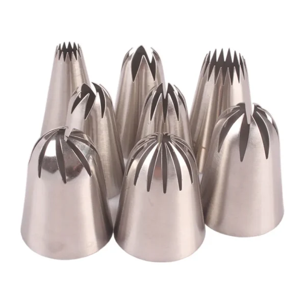 8PCS Stainless Steel Pastry Nozzles Set for Cake Decorating – Icing Piping Tips for Cupcakes, Cream Roses & Dessert Decoration - Image 3