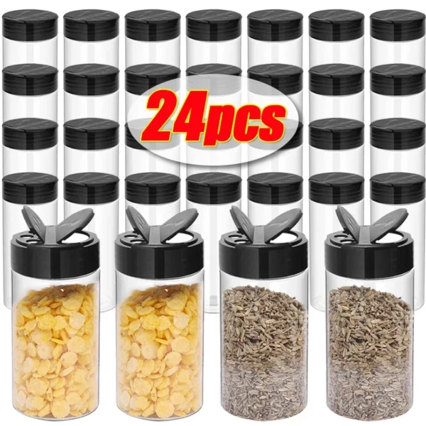 Reusable Transparent Seasoning Jars – Spice & Condiment Storage Bottles for Kitchen – 100ml to 300ml Sizes – Set of 1, 3, 6, 12, or 24 Jars