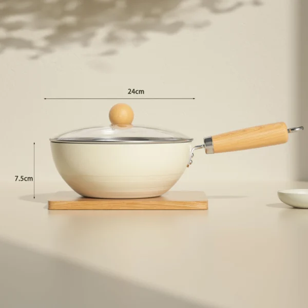 24cm Ceramic Non-stick Frying Pan Small Wok Household Induction Cooker Gas Stove Universal Kitchen Cookware Steak Egg Skillet - Image 6