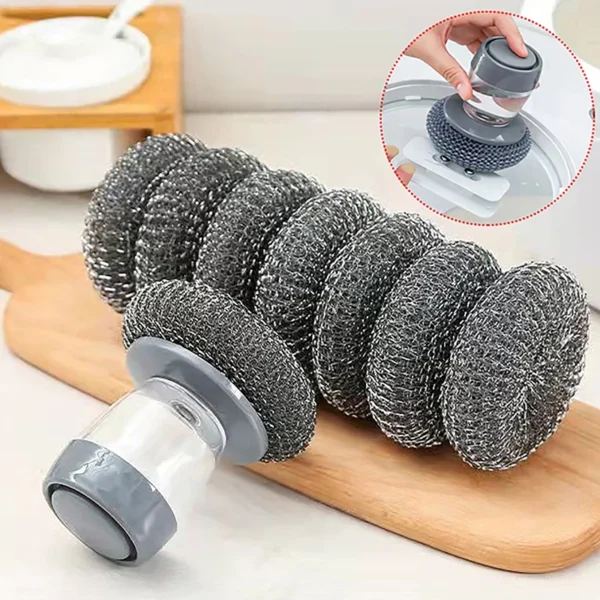 Kitchen Wash Pot Dish Brush Utensils With Washing Up Liquid Soap Dispenser Household Kitchen Household Stove Cleaning Tool