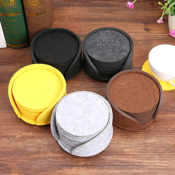 10PCS Round Felt Coasters Set | Heat-Resistant Dining Table Protectors | Modern Style Coffee, Tea & Hot Drink Placemats | Water-Absorbing Fabric Coasters