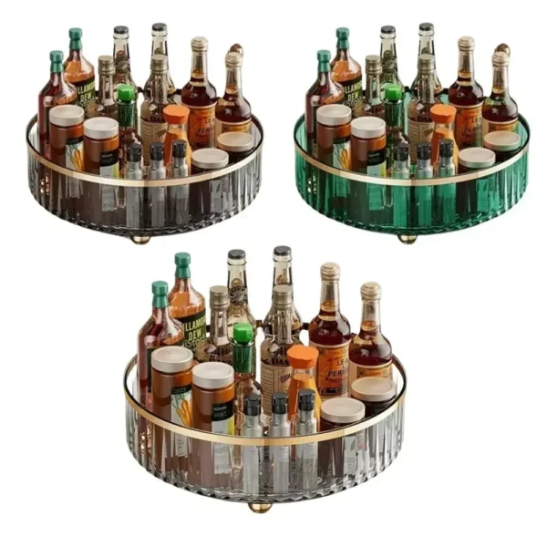 Rotating Tray Spice Rack Pantry Cabinet Turntable Base Storage Bin Kitchen Organizer For Seasoning Cosmetic Storage Box Gift - Image 5