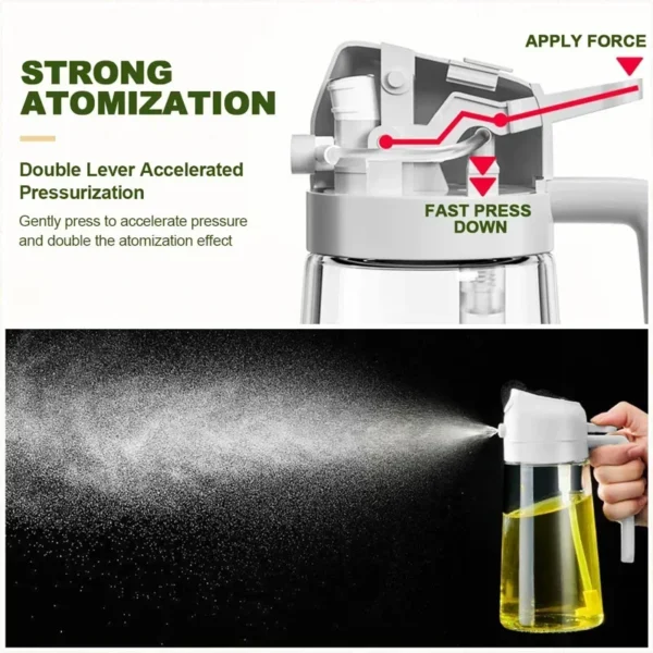 2-in-1 Oil Spray Bottle for Kitchen | 200/300/500ml Olive Oil Sprayer, Vinegar & Soy Sauce Dispenser, Multi-Purpose Spray & Pour Oil Container - Image 5