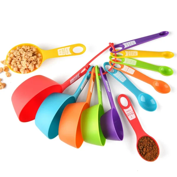 12-Piece Baking Tools Set – Plastic Measuring Spoons and Cups with Scale for Accurate Measurement | Kitchen Gadgets for Milk, Coffee, and More