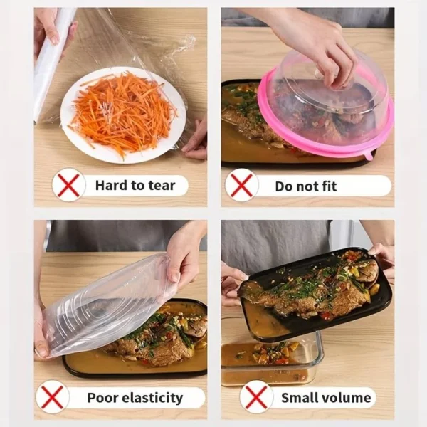 Reusable Food Storage Wrap Covers – Elastic Silicone Lid Covers for Bowls & Plates, Transparent Fresh-Keeping Seal for Food Preservation, 50/100 Pack - Image 5