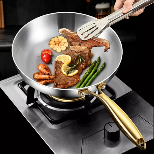 316 Stainless Steel Frying Pan Wok Pan Nonstick Cooking Fried Steak Gas Stove Pot Induction General Saucepan Kitchen Cookware - Image 2