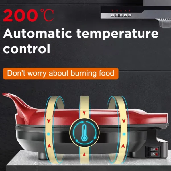 110V/220V Electric Pancake Maker | Double-Sided Heating Pizza Griddle, Crepe & Roti Pan for Kitchen Cooking - Image 3