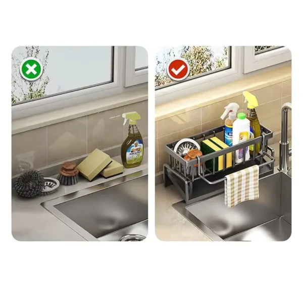 Sink drain rack non-stainless steel sponge rack faucet storage soap rack towel rack shelf storage rack kitchen accessories - Image 4