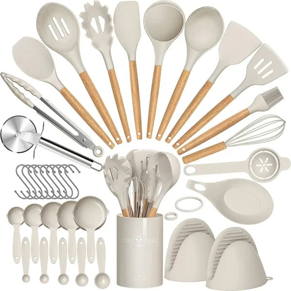 36-Piece Silicone Cooking Utensil Set with Bamboo Holder – Eco-Friendly, Heat-Resistant Kitchen Tools - Image 2
