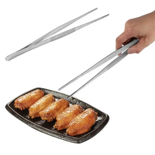 16/20/25/30 Cm Toothed Tweezers Stainless Steel Long Food Tongs Barbecue BBQ Tool Straight Home Medical Garden Kitchen Eyelash - Image 2