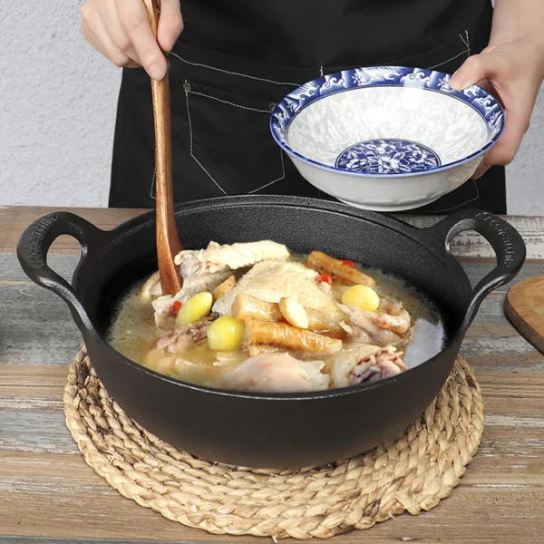 Cast Iron Pot Uncoated And Non Stick wok Casserole kitchen cooking pot cast iron skillet Cookware wok pan fry pan - Image 3