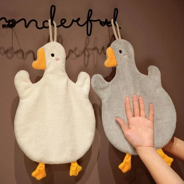 Hand Towel Cute Duck Hanging Towel Kitchen Bathroom Goose Bath Ball Soft Absorbent Microfiber Towels Bathrobe Home Textile - Image 2