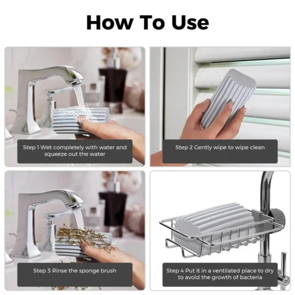 Cleaning Sponge Rich Foam Strong Absorption Cleaning Sponge U-shaped Groove Dust Removal Sponge Cleaning Brush Kitchen Utensil - Image 2
