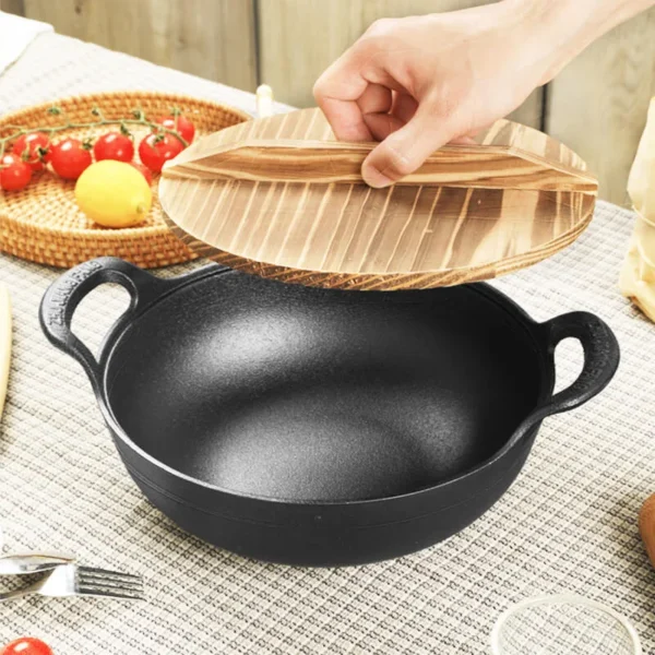 Cast Iron Pot Uncoated And Non Stick wok Casserole kitchen cooking pot cast iron skillet Cookware wok pan fry pan - Image 5