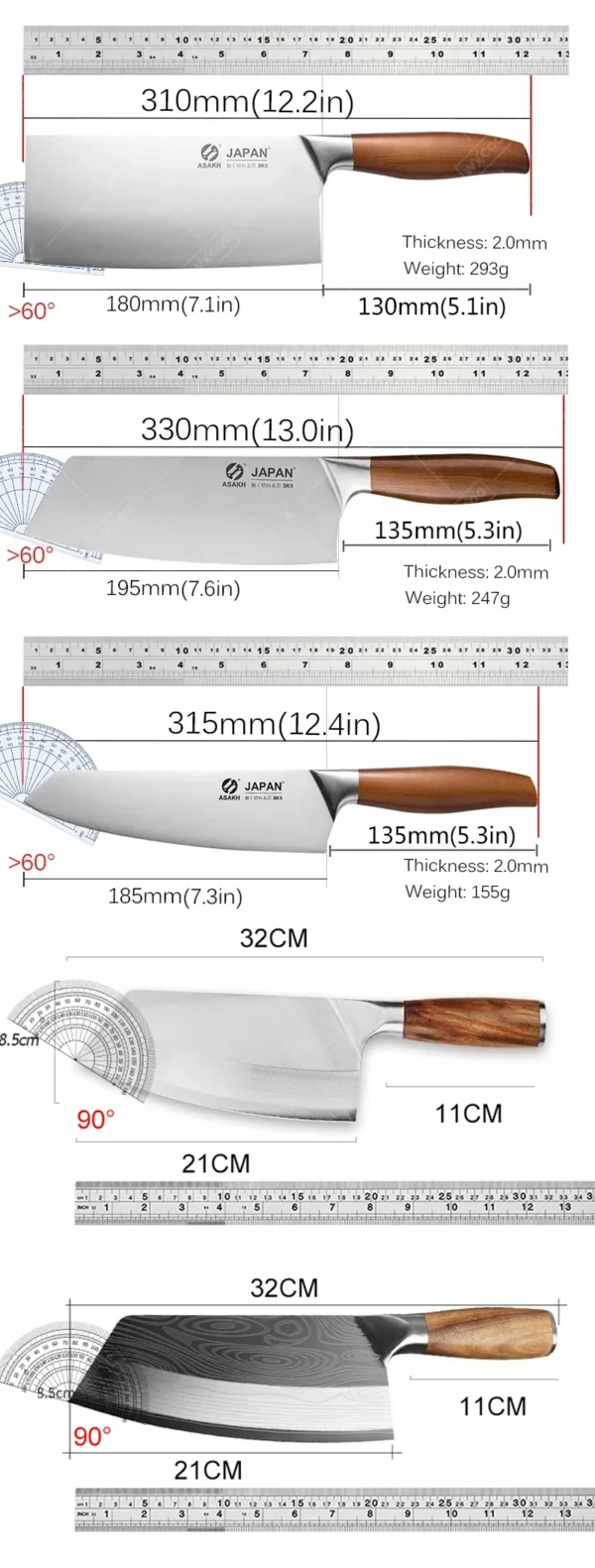 WXCOO Stainless Steel Chopper Japanese Kitchen Chef's Knife Slicing and Chopping Knife Barbecue Kitchen Utensils Kitchen Tools - Image 6