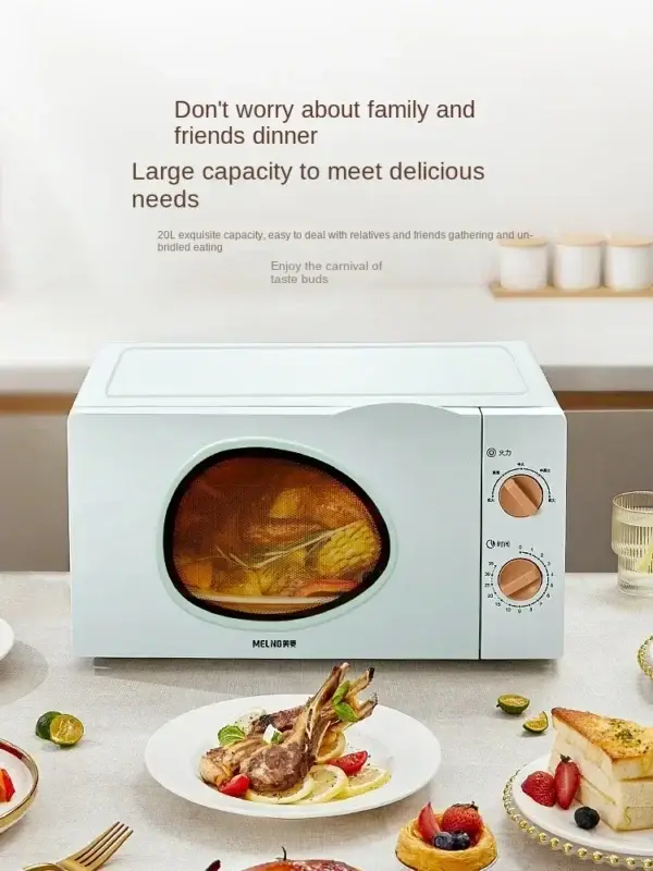 20-25L Microwave Oven with Fast Heating & Intelligent Functions – Multifunctional Rotary Plate, 220V, Light Green Color - Image 5