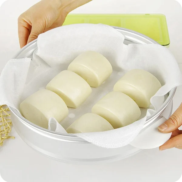 3 Piece Cotton Steamer Cloth, Steamed Bun Mat Of Kitchen Utensils, Steamer Cloth, Bun Paper Non-Stick Steamer Gauze - Image 2