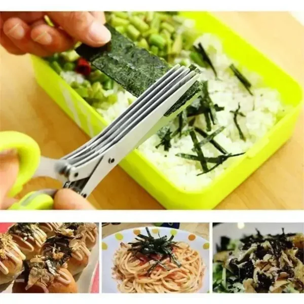 3/5-Layer Stainless Steel Kitchen Scissors – Multi-Purpose Herb & Vegetable Cutter, Scallion and Nori Slicing Tool - Image 2