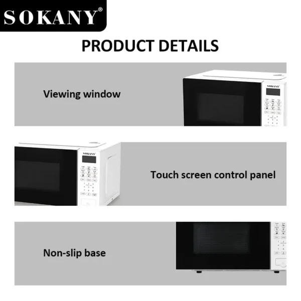 Houselin Benchtop Microwave with Smart Sensor, Touch, One-Touch Quick Menu, Silent Option, 1100W, Stainless Steel - Image 4
