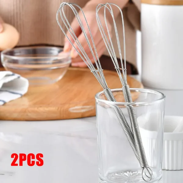 2Pcs/set Mini Stainless Steel Balloon Wire Whisk Manual Egg Beater Mixer 180*25mm Kitchen Baking Utensil Milk Cream Butter Whisk - Image 2
