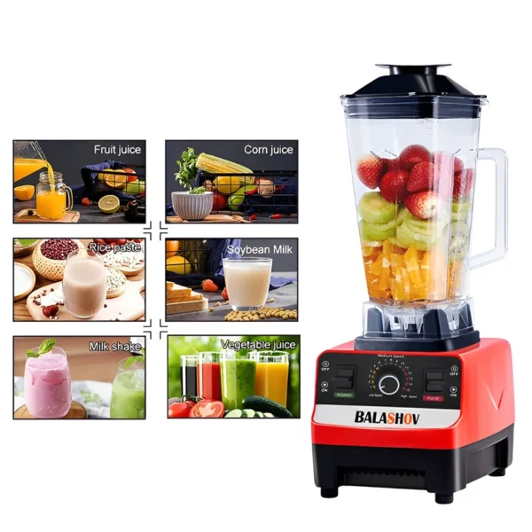 2000W High-Power Commercial Blender - Heavy Duty Mixer for Smoothies, Juices, Ice Crushing & Food Processing - BPA-Free, 1.8L Capacity - Image 3