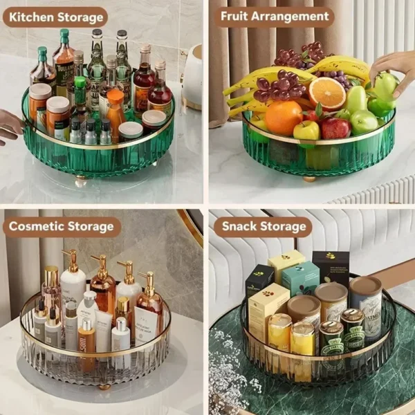 Rotating Tray Spice Rack Pantry Cabinet Turntable Base Storage Bin Kitchen Organizer For Seasoning Cosmetic Storage Box Gift - Image 4