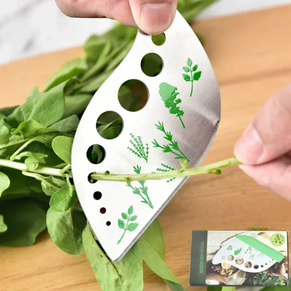 9-Hole Herb Cutter & Stripper – Stainless Steel Kitchen Leaf Remover for Kale, Rosemary, and Greens – Eco-Friendly Vegetable Peeler - Image 2
