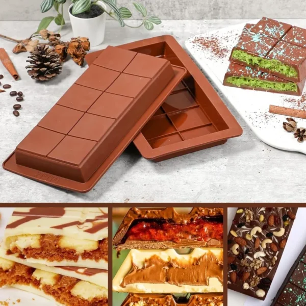 Silicone Chocolate Bar Mold – Premium Food-Grade Large Mold for Stuffed Chocolate Bars, Candies, Ice Cream, and More – Heat & Cold Resistant, Easy to Clean - Image 2