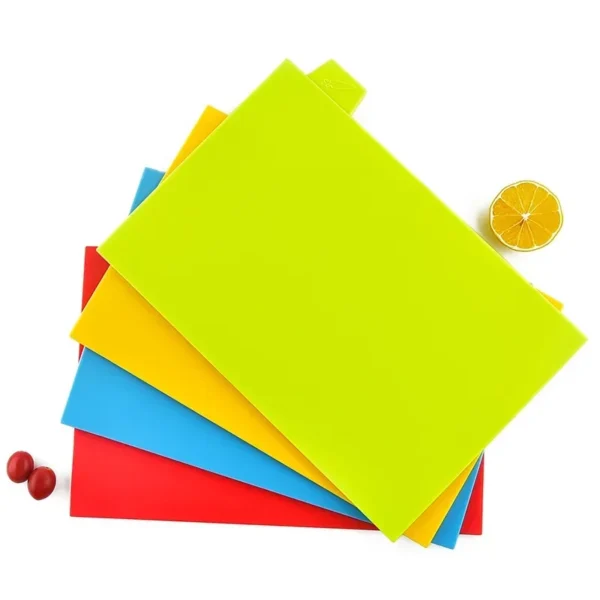 4-Piece Plastic Chopping Board Set with Holder | Non-Slip, Anti-Bacterial Food Grade Kitchen Cutting Boards - Image 4