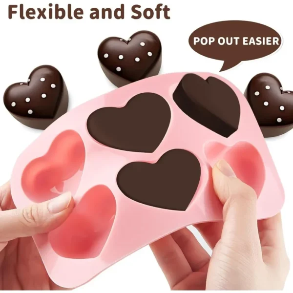 3-Piece Valentine's Day Heart-Shaped Silicone Molds – Food-Grade BPA-Free Molds for Chocolates, Candies, Cakes, Puddings & DIY Gifts - Image 4