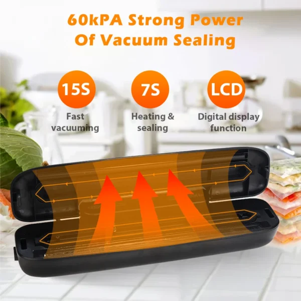Electric Vacuum Food Sealer Machine – Includes 10 Free Vacuum Bags – Household Food Sealing Appliance (30cm Sealing Length) - Image 3