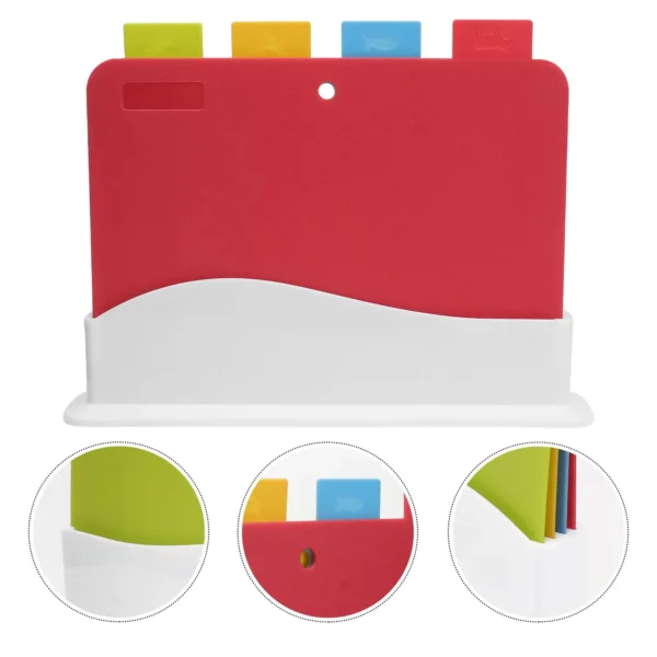 4-Piece Plastic Chopping Board Set with Holder | Non-Slip, Anti-Bacterial Food Grade Kitchen Cutting Boards