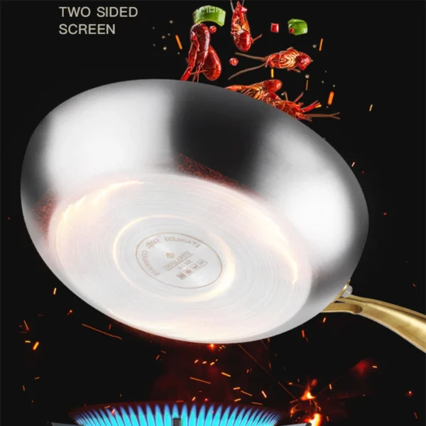 316 Stainless Steel Frying Pan Wok Pan Nonstick Cooking Fried Steak Gas Stove Pot Induction General Saucepan Kitchen Cookware - Image 5