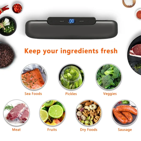 Electric Vacuum Food Sealer Machine – Includes 10 Free Vacuum Bags – Household Food Sealing Appliance (30cm Sealing Length) - Image 6