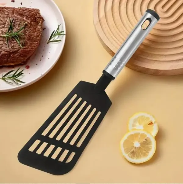 1pc ﻿Cooking Non Stick Pan Spoon Shovel Kitchen Utensil With Plastic Handles Stainless Steel Handle Nylon Kitchenware Spatula