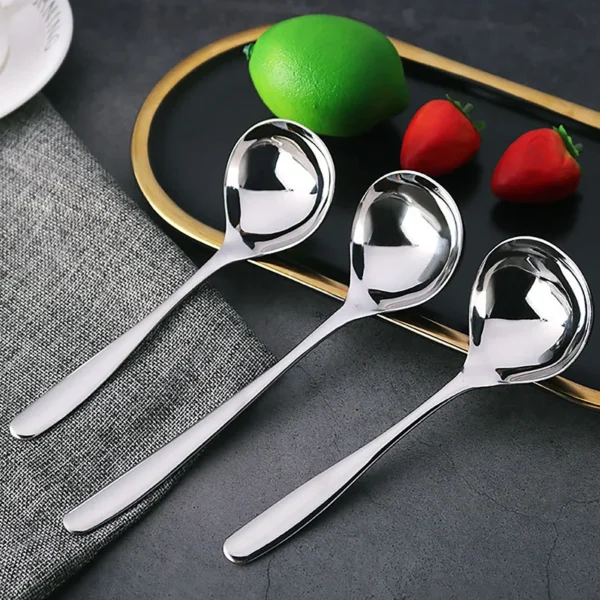 Stainless Steel Spoon Long Handle Tablespoons Hot Pot Soup Ladle Ramen Noodles Scoop Kitchen Tableware Cooking Utensils - Image 2