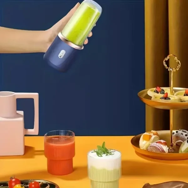 Portable Electric Juicer Cup – 6 Blades USB Rechargeable Personal Blender for Fresh Juice & Smoothies, Includes 2 Cups (400ml Each) for Travel - Image 5