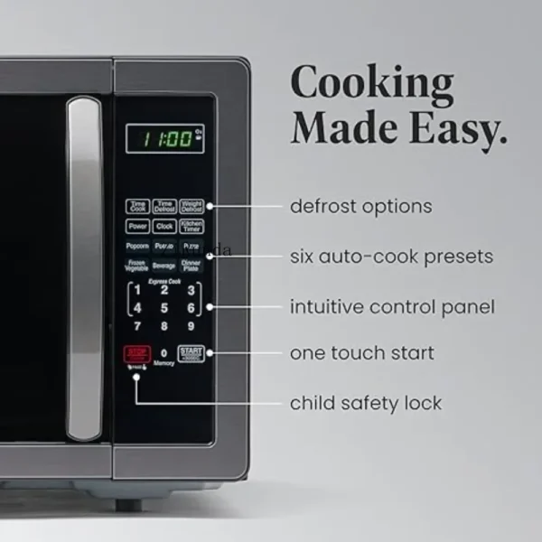 Microwave Ovens,1.1 Cu Ft, Microwave Oven with LED Lighting and Child Lock, Easy Clean Grey Interior, Microwave Ovens - Image 3