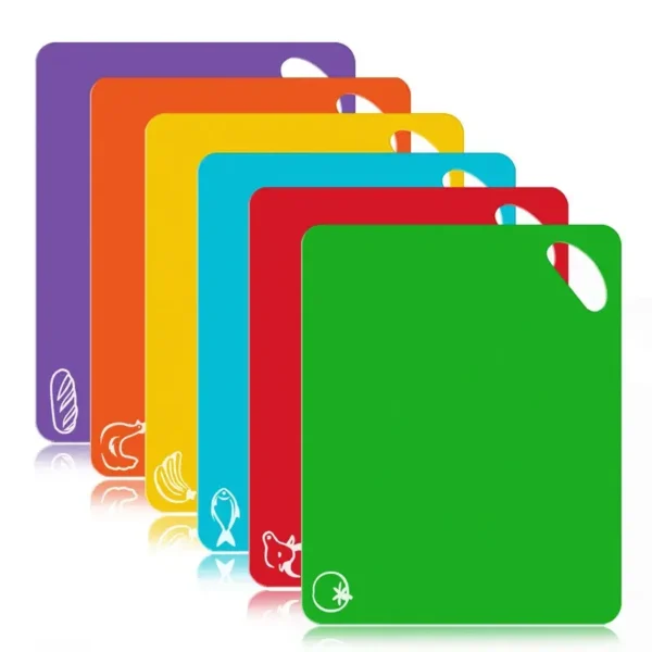 6-Piece Multifunctional Flexible Plastic Chopping Board Set | Non-Slip Fish, Meat, and Vegetable Cutting Mats | Eco-Friendly PP Material