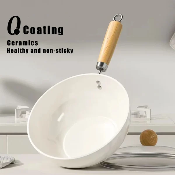 24cm Ceramic Non-stick Frying Pan Small Wok Household Induction Cooker Gas Stove Universal Kitchen Cookware Steak Egg Skillet