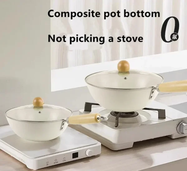 24cm Ceramic Non-stick Frying Pan Small Wok Household Induction Cooker Gas Stove Universal Kitchen Cookware Steak Egg Skillet - Image 5