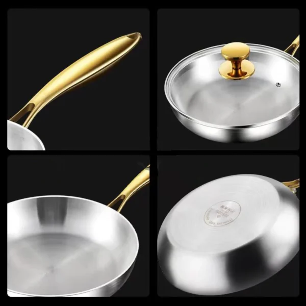 316 Stainless Steel Frying Pan Wok Pan Nonstick Cooking Fried Steak Gas Stove Pot Induction General Saucepan Kitchen Cookware - Image 3