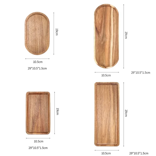 Japanese Wooden Coffee Tray | Rectangle & Oval Food Plate | Gongfu Tea Tray | Eco-Friendly Wooden Tableware for Desserts, Candy, and More - Image 2