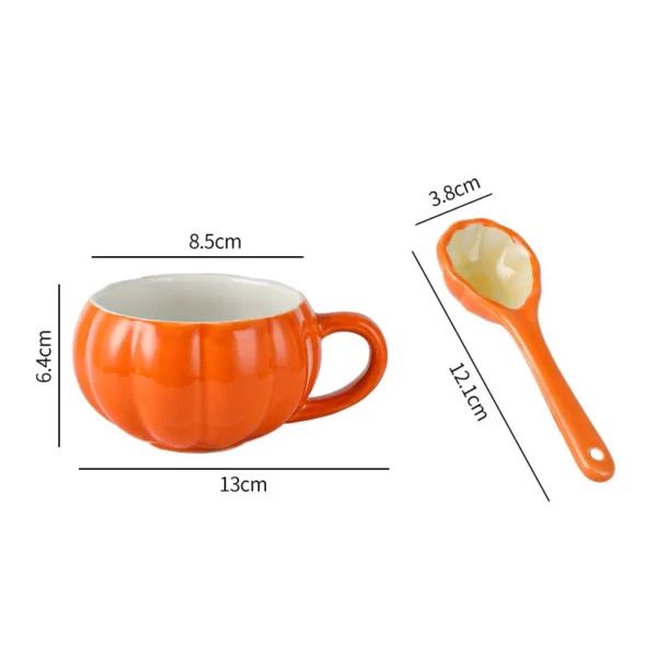 Halloween Creative Pumpkin Ceramic Mug with Spoon & Lid – Cute Soup, Tea, Coffee, Milk, Oatmeal Breakfast Cup for Kids & Adults - Image 5
