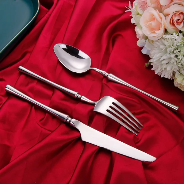 6/24/30-Piece Stainless Steel 304 Western Cutlery Set | Mirror Polished Silver Flatware Set for Dinner, Wedding, and Home Use | Knife, Fork, Spoon Tableware - Image 2