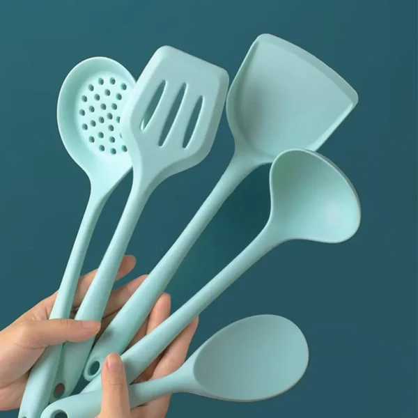Complete Silicone Cooking Utensil Set – 10-Piece Kitchen Tool Set with Skimmer, Slotted Turner, Soup Ladle, and More – Heat-Resistant, Non-Scratch, Eco-Friendly